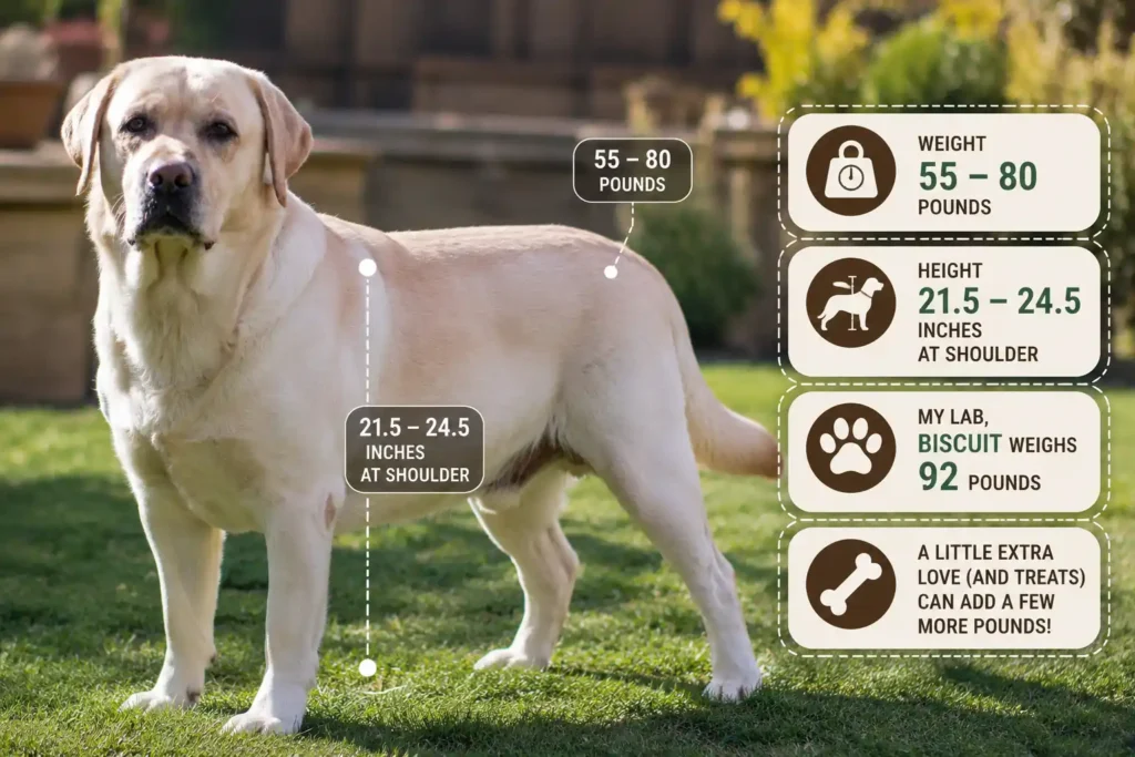 Labrador Retriever size and weight infographic 