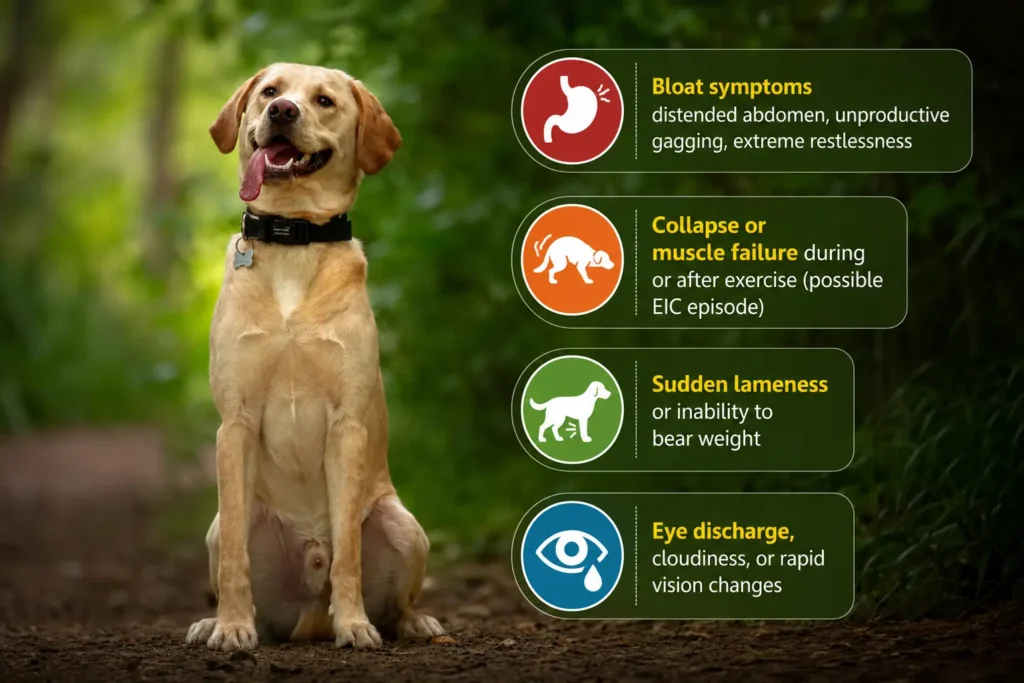 Labrador Retriever warning signs infographic.