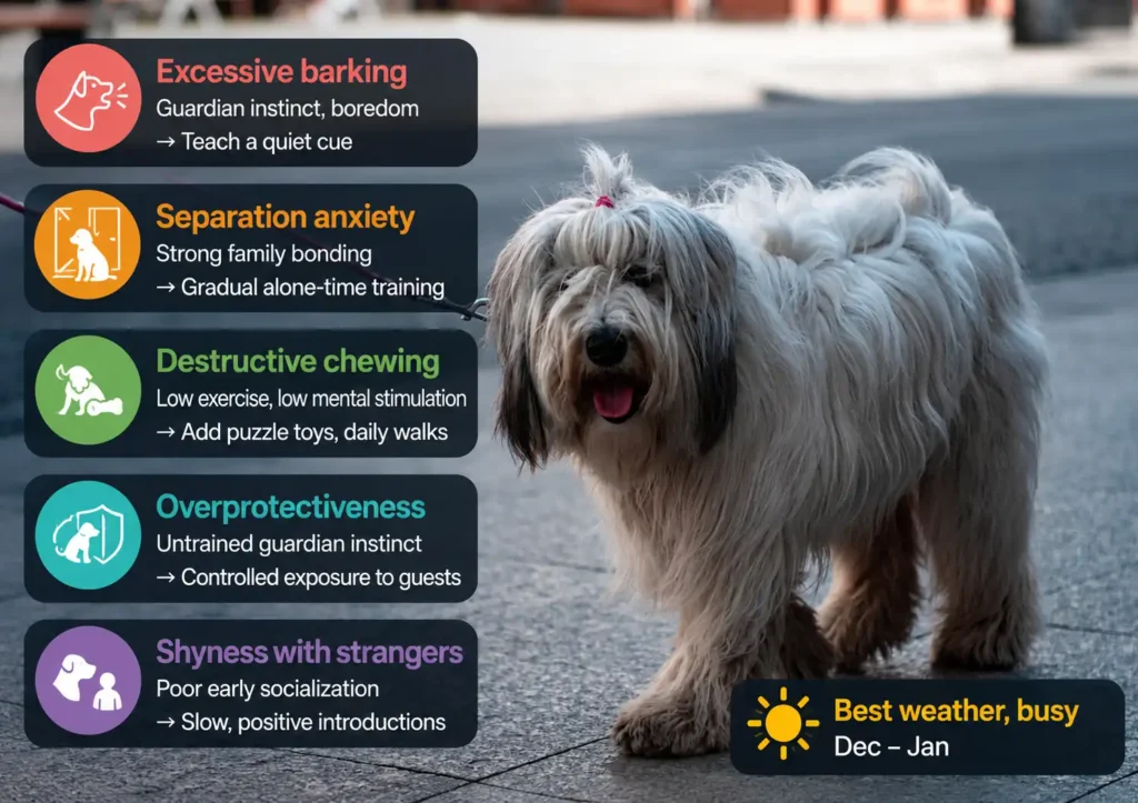 Bergamasco Sheepdog behavior problems infographic with training tips
