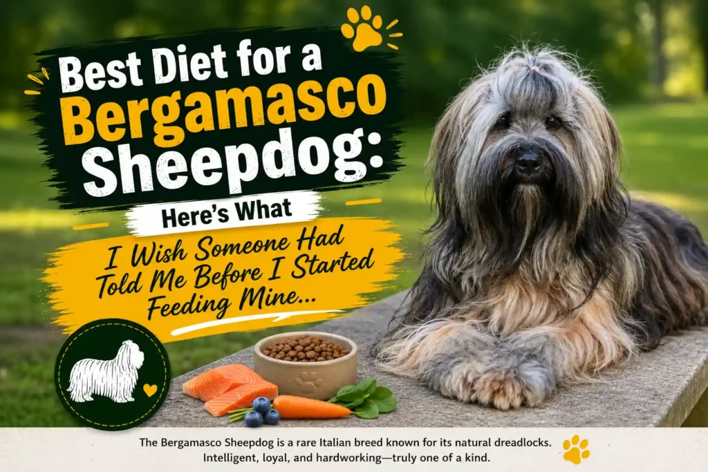 Bergamasco Sheepdog diet guide with healthy food and care tips.