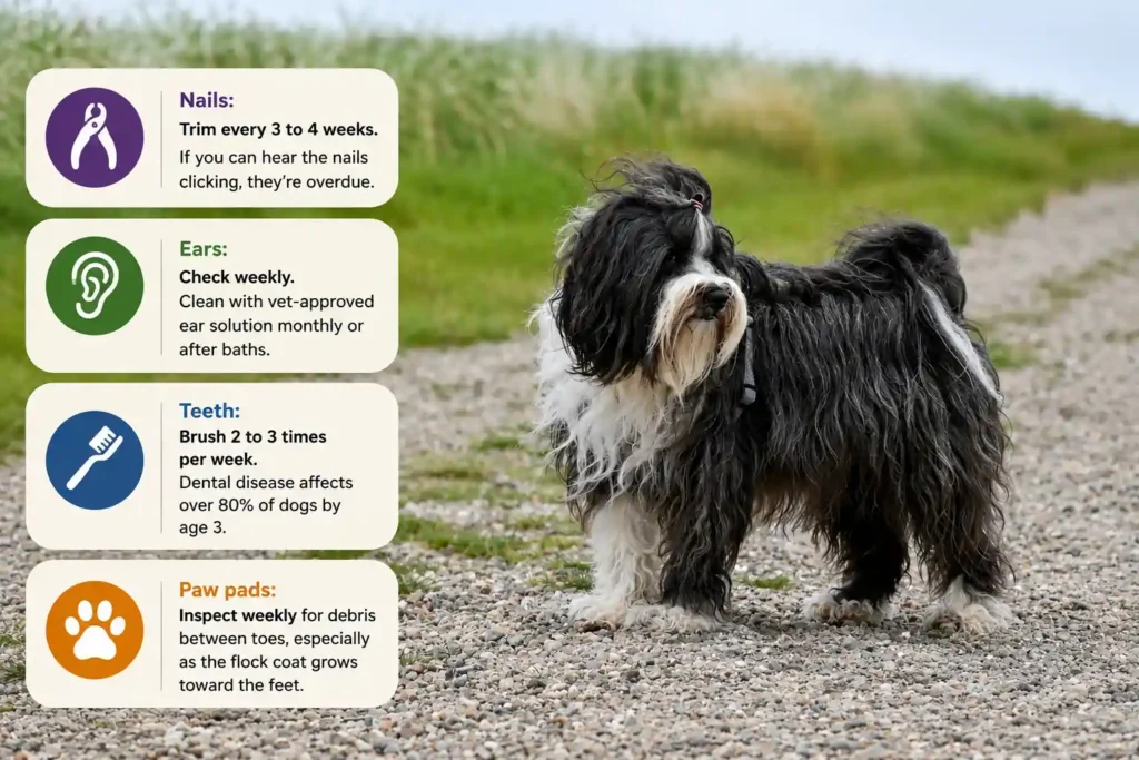 Bergamasco dog routine care infographic.