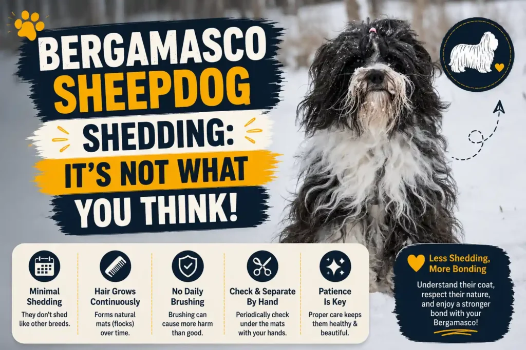 Bergamasco Sheepdog shedding guide infographic.