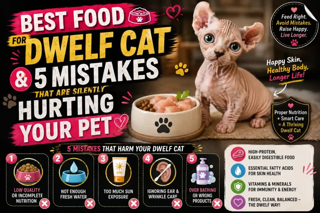 Dwelf cat food and care guide thumbnail.