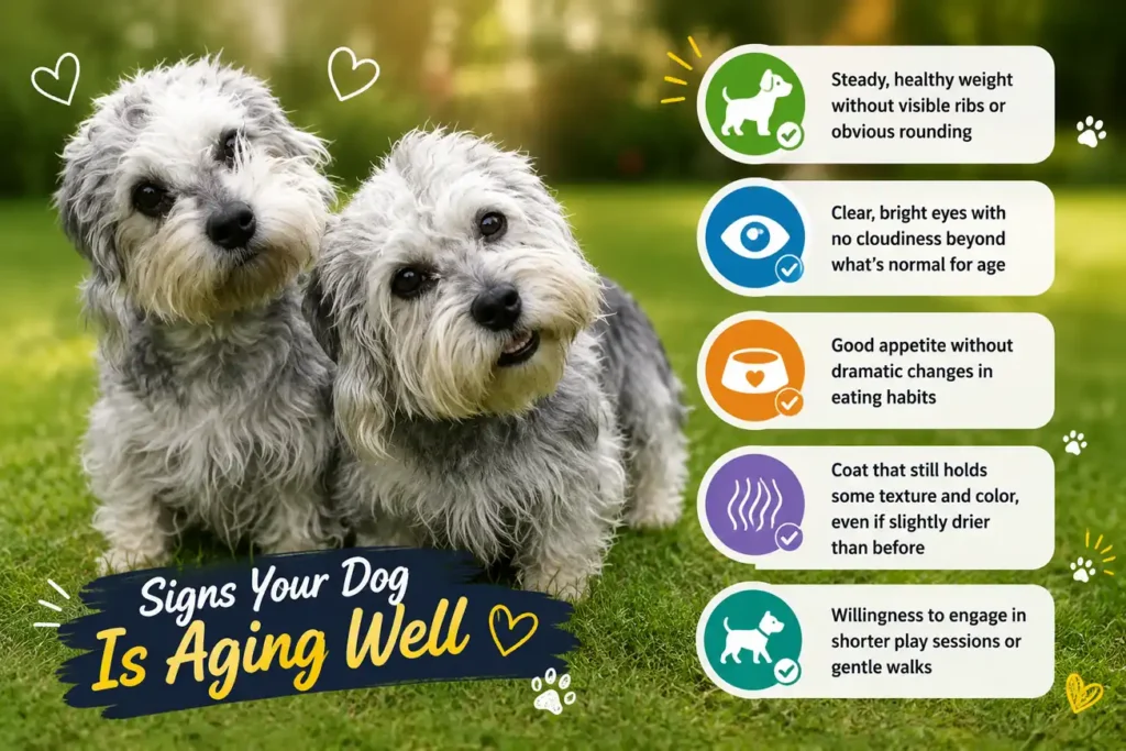 Dandie Dinmont Terrier healthy aging signs infographic