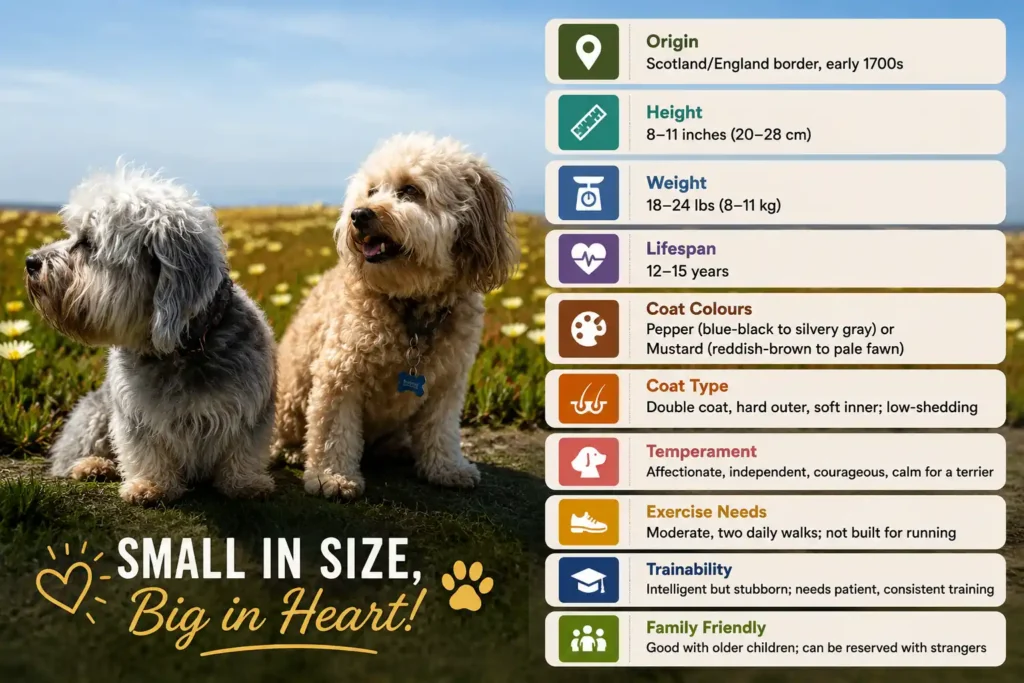 Dandie Dinmont Terrier breed facts infographic