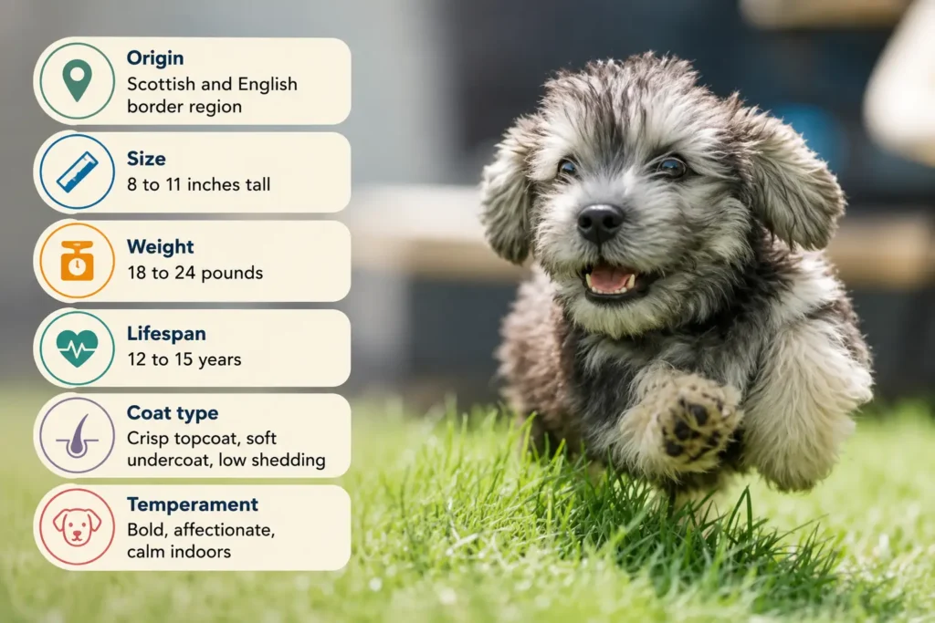 Dandie Dinmont Terrier breed facts infographic