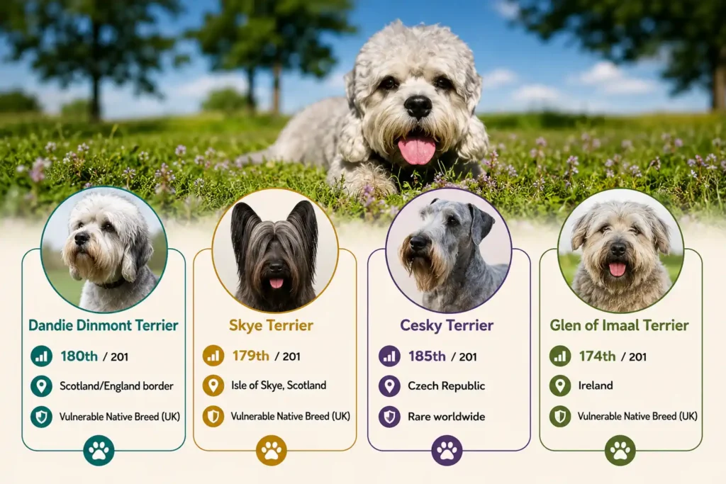 Dandie Dinmont Terrier breed comparison infographic