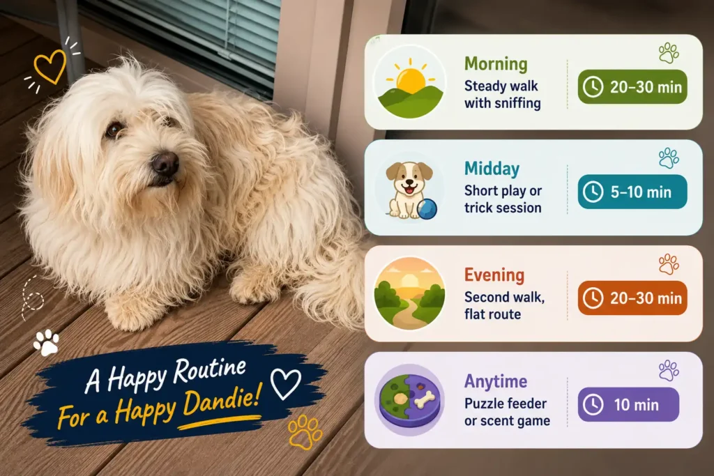 Dandie Dinmont Terrier daily exercise routine infographic