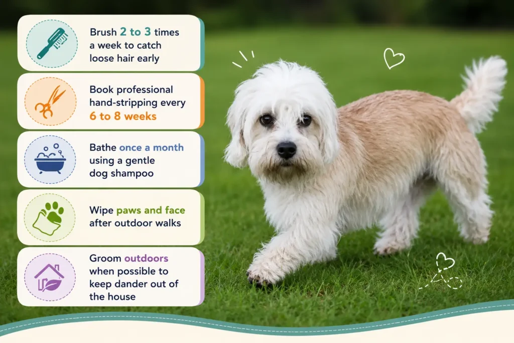 Dandie Dinmont Terrier grooming tips infographic