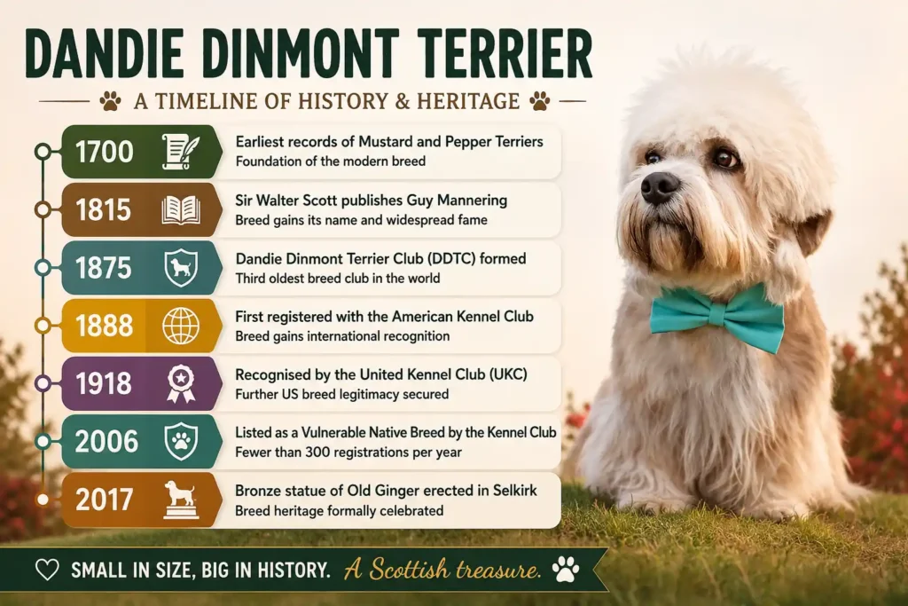 Dandie Dinmont Terrier history timeline infographic