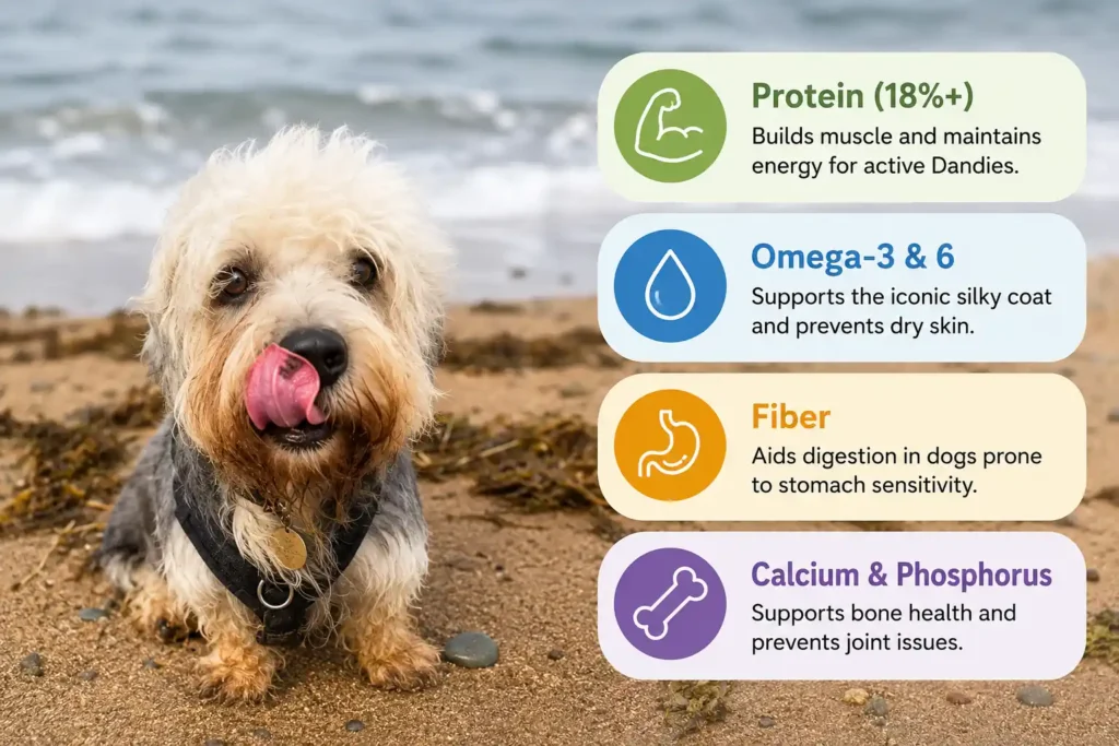 Dandie Dinmont Terrier nutrition essentials infographic