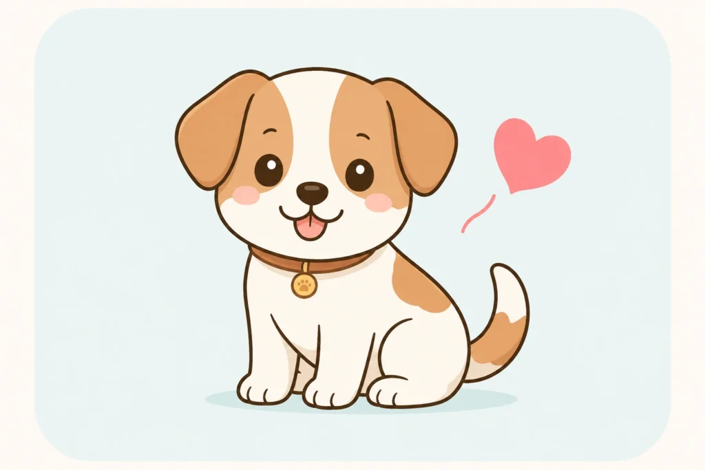 Cute cartoon puppy illustration for a dog age calculator.