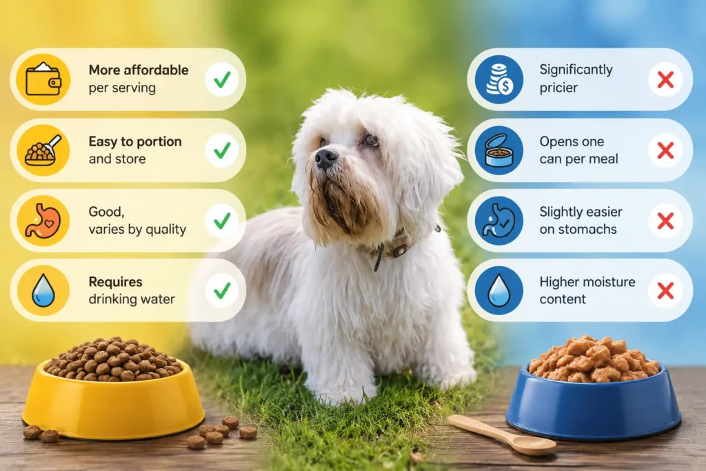 Dog dry vs wet food comparison infographic 
