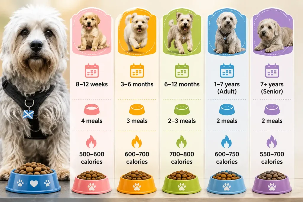 Dog feeding guide by age infographic 