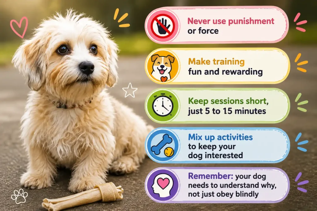 Positive dog training tips infographic