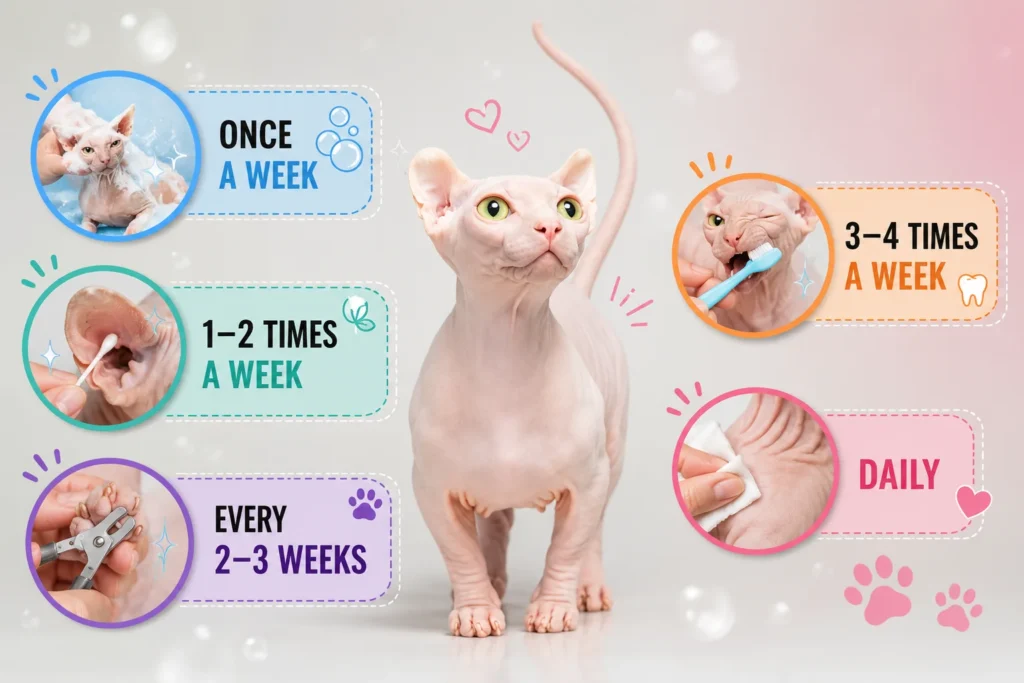 Dwelf Cat Grooming infographic.