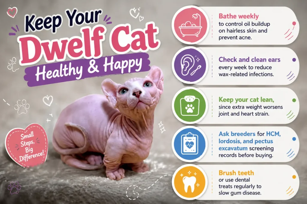 Dwelf cat care tips infographic