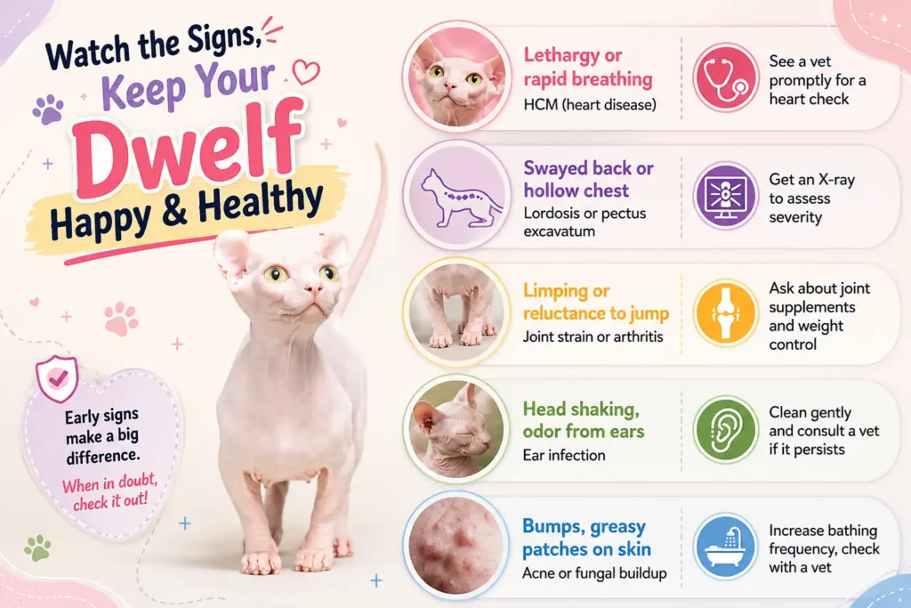 Dwelf cat health warning signs infographic