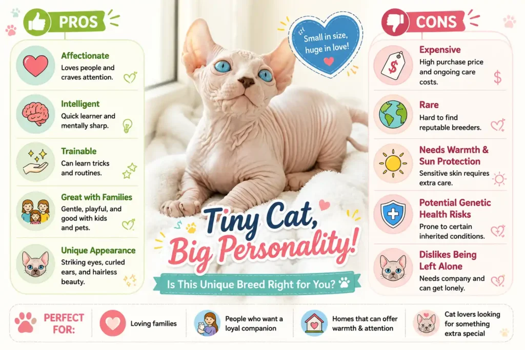 Dwelf cat pros and cons infographic