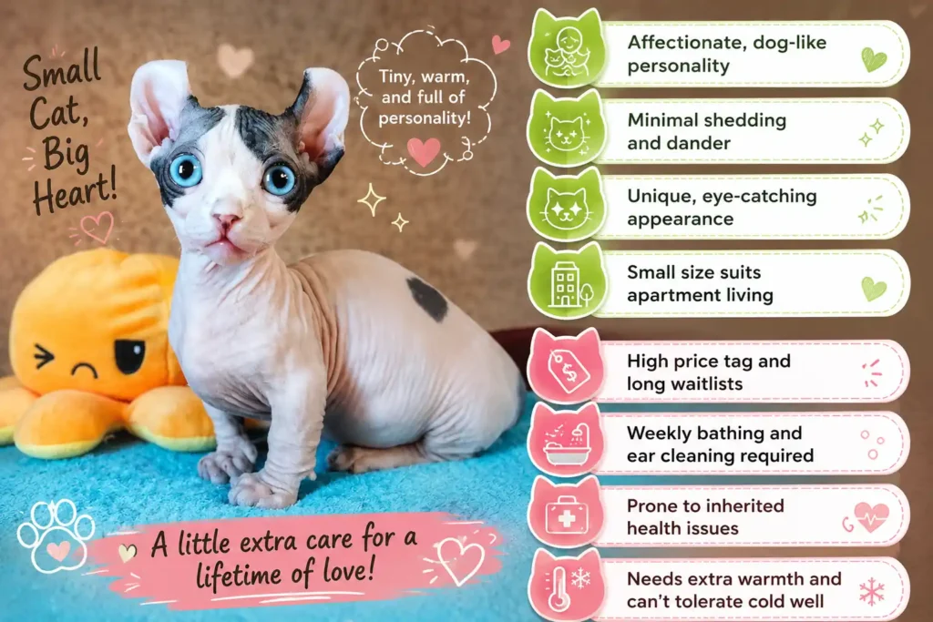 Dwelf cat pros and cons infographic