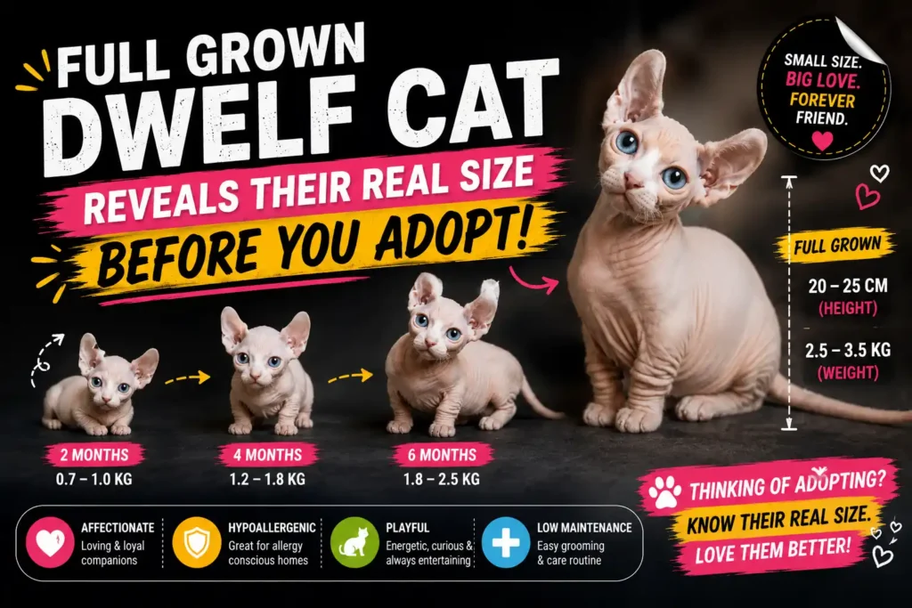 Full grown Dwelf cat size comparison