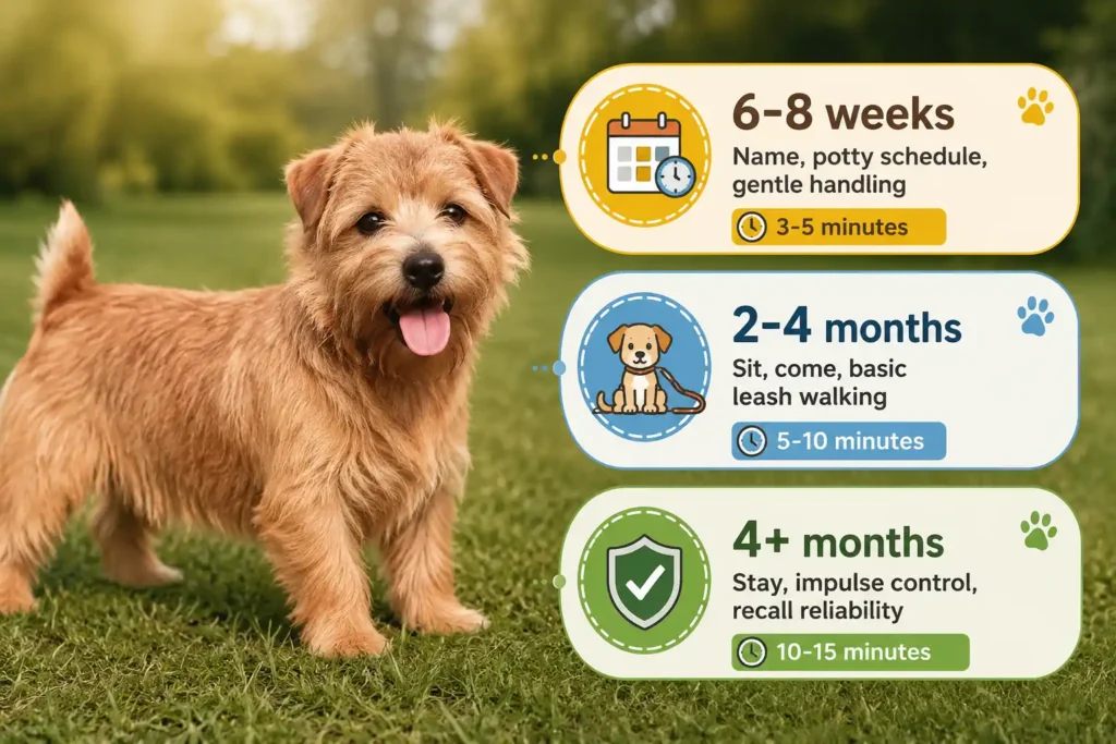 Puppy training timeline by age infographic 