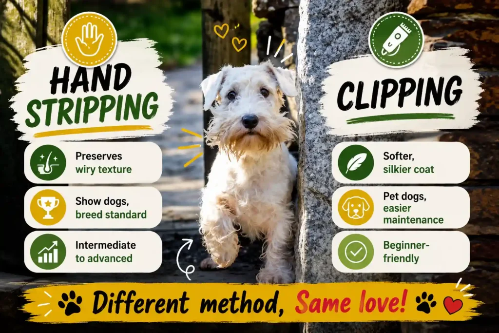 Sealyham Terrier hand stripping vs clipping