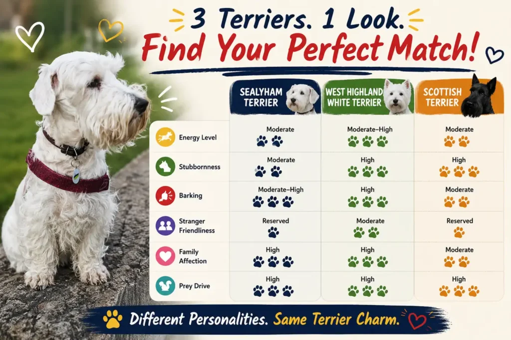 Sealyham Terrier breed comparison infographic