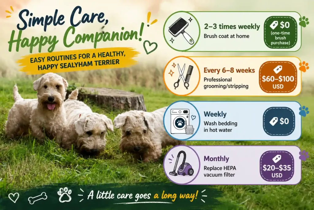 Sealyham Terrier grooming schedule infographic