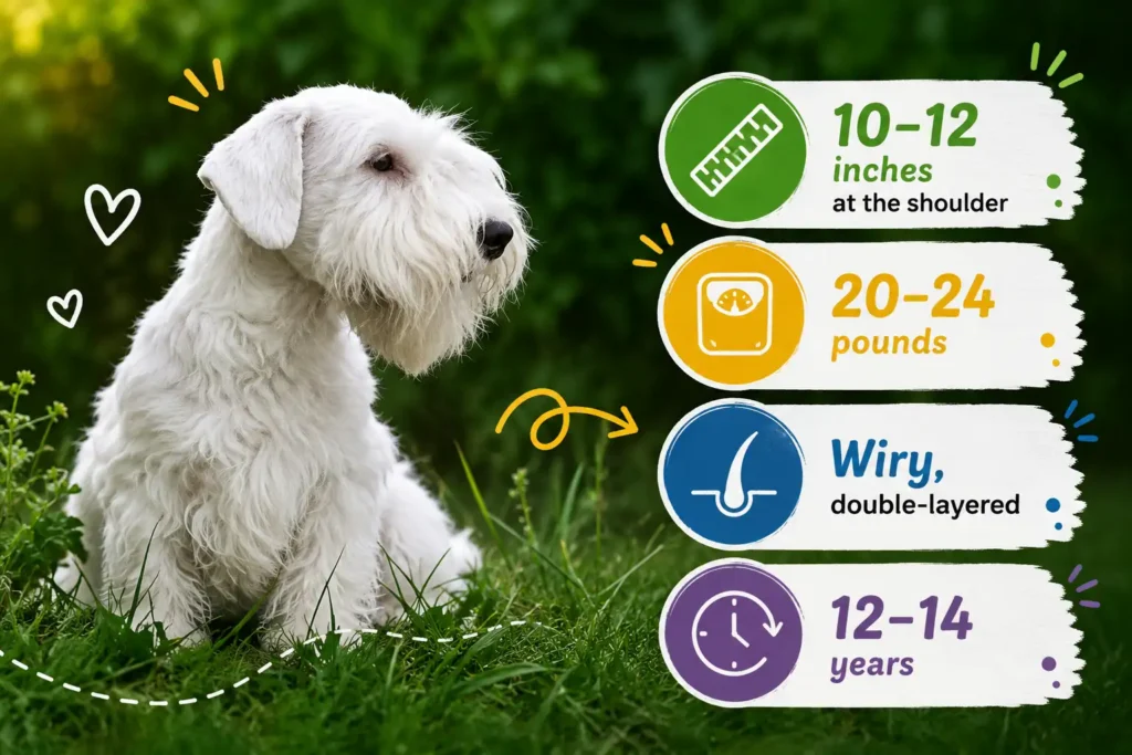 Sealyham Terrier size and lifespan infographic