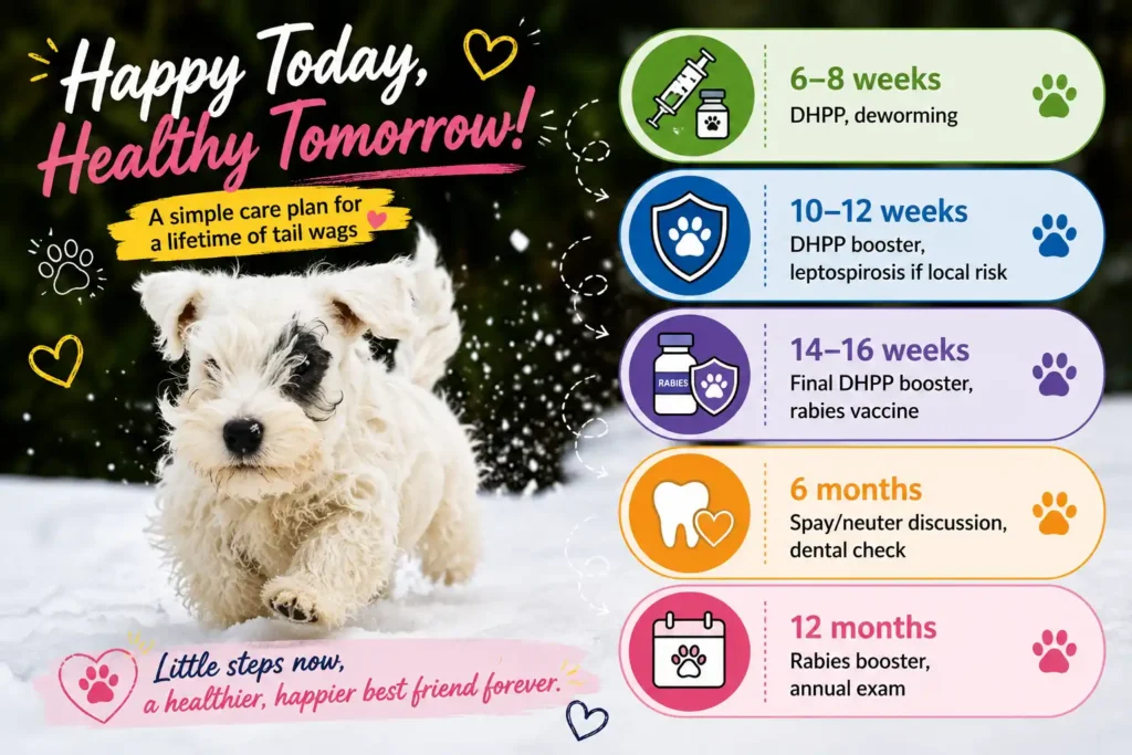Sealyham Terrier vaccination schedule infographic