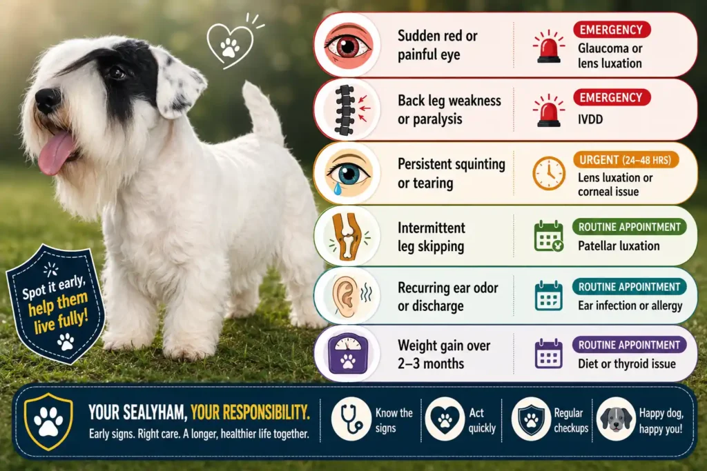 Sealyham Terrier warning signs infographic