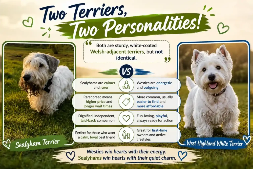 Sealyham vs Westie comparison infographic