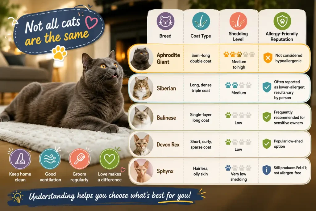 Aphrodite Giant allergy comparison
