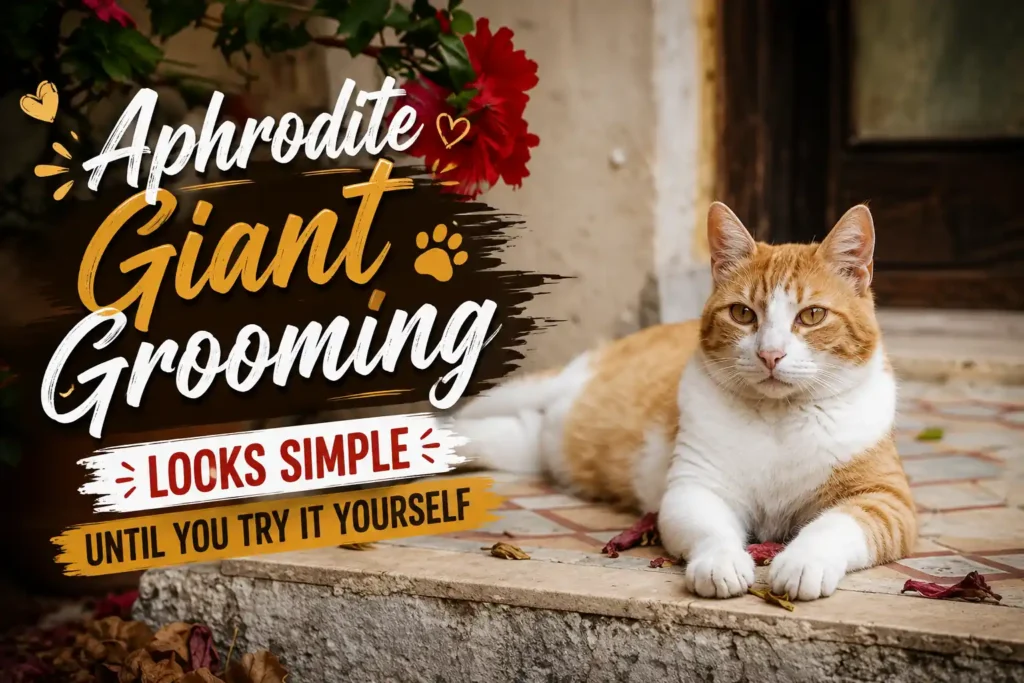 Aphrodite Giant grooming cat