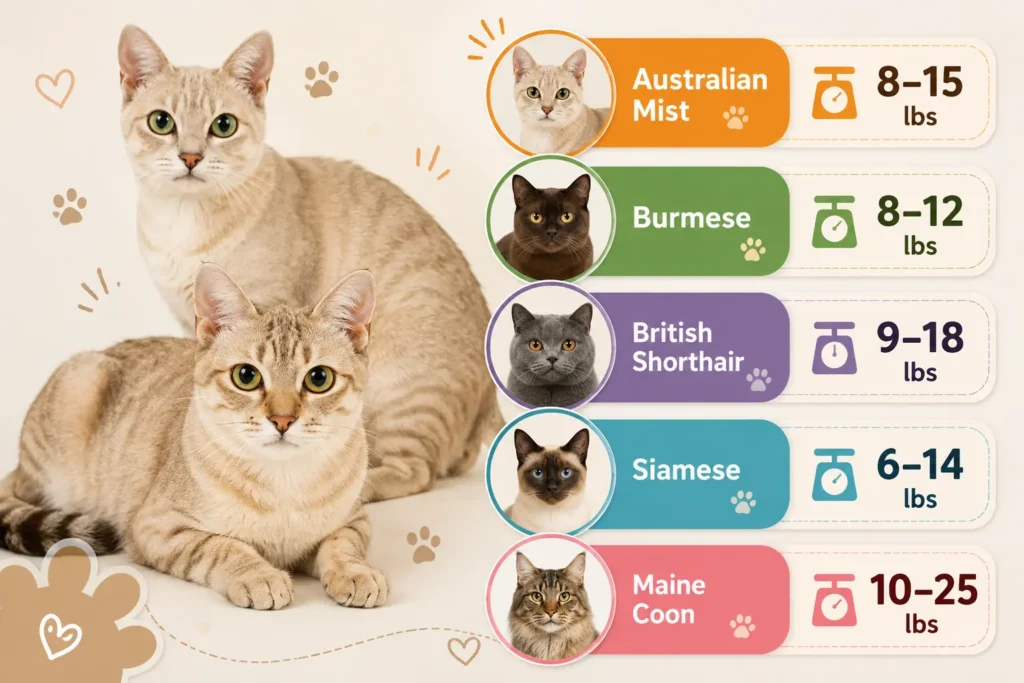 Australian Mist cat size comparison