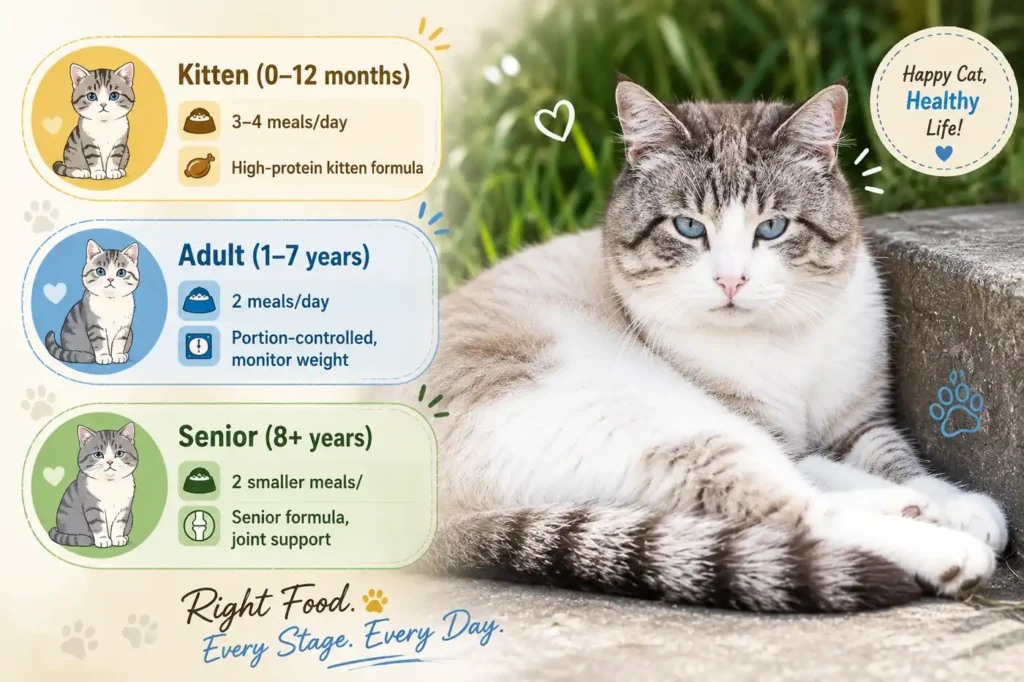 Cat feeding stages infographic