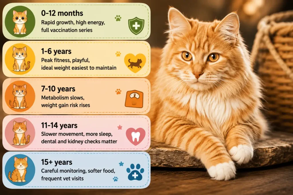 Cat life stages care infographic