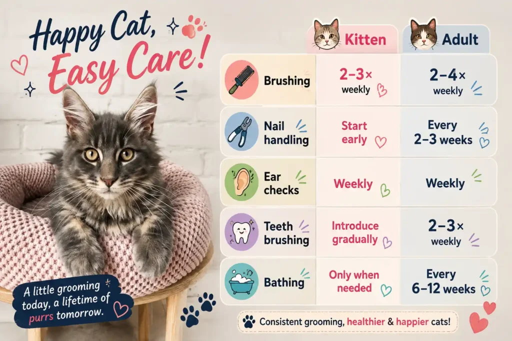 Kitten and adult grooming guide