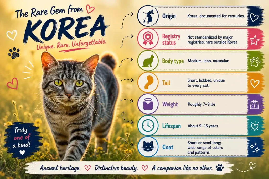 Korean Bobtail breed overview infographic