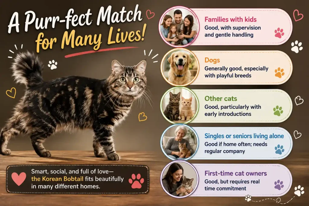 Korean Bobtail compatibility guide infographic 