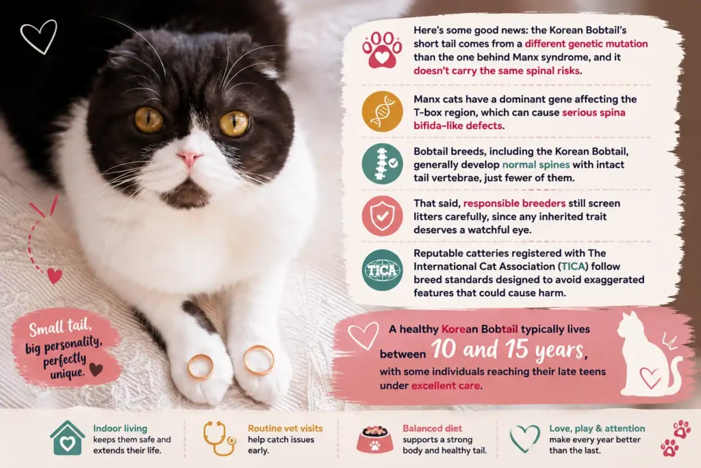 Korean Bobtail tail facts and lifespan infographic 