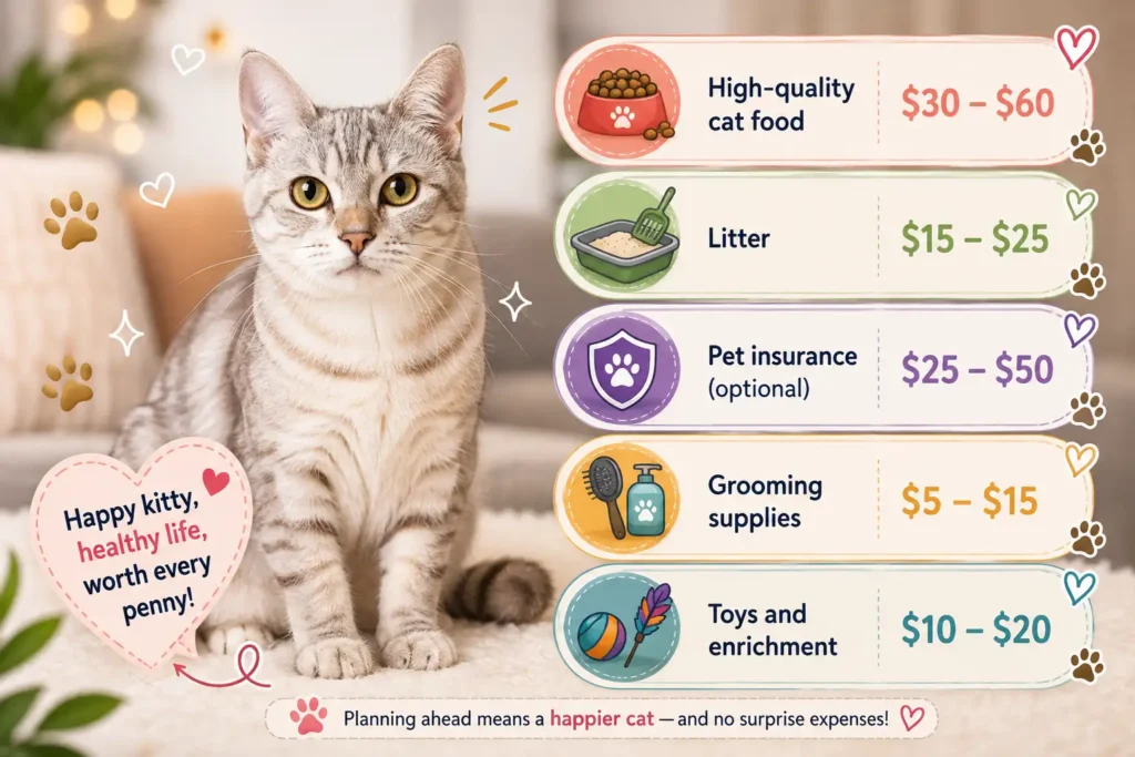 Korean Bobtail monthly care costs infographic 