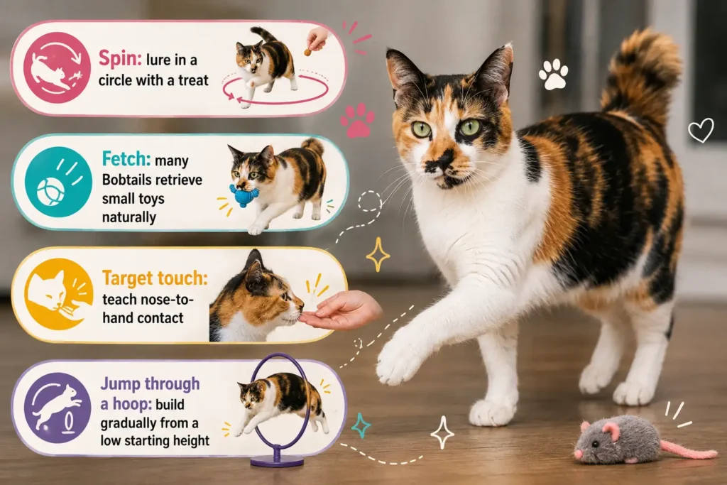 Korean Bobtail cat training tricks infographic