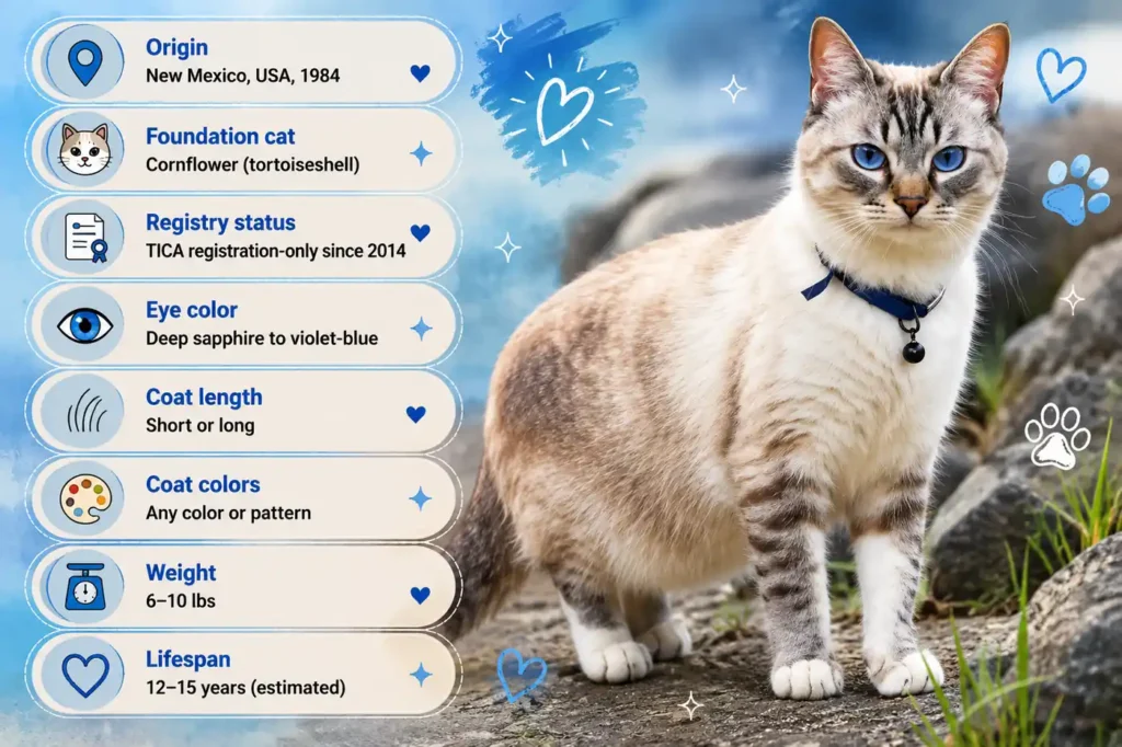 Ojos Azules cat breed facts infographic