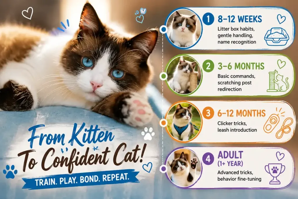 Ojos Azules cat training timeline