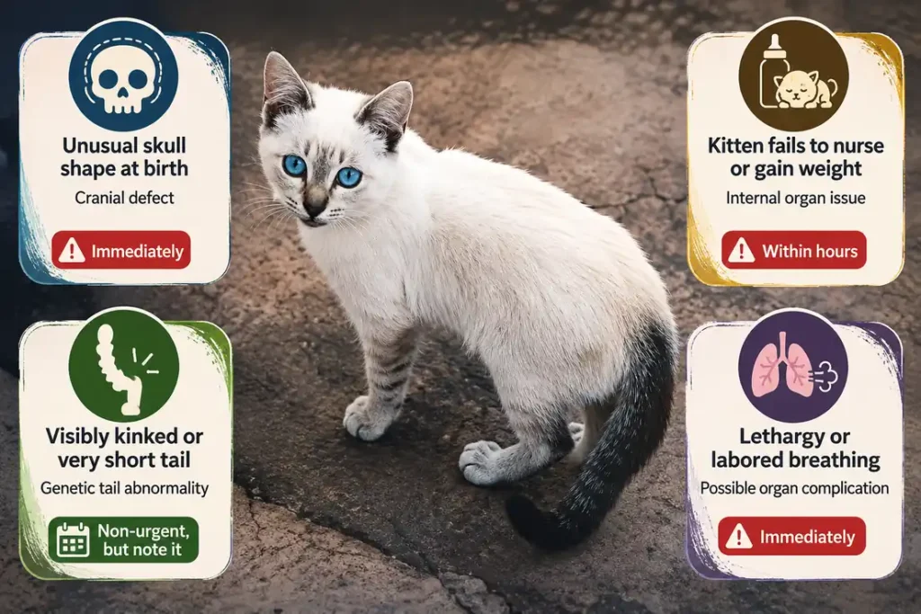 Ojos Azules kitten warning signs infographic