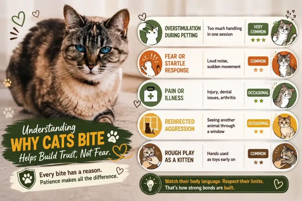 Cat biting causes