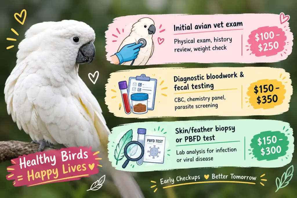 Bird health checkup cost infographic 
