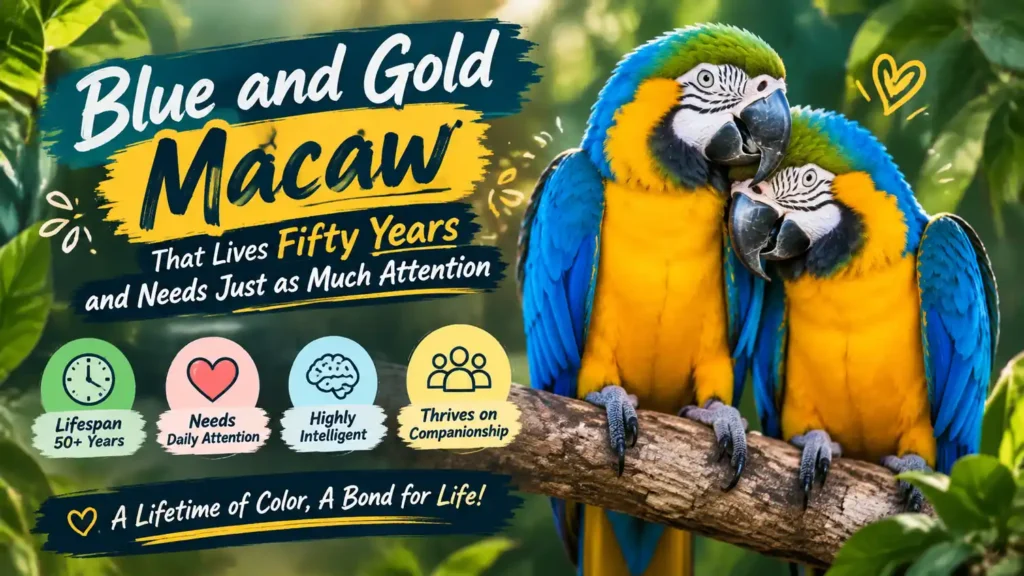 Blue and Gold Macaw lifespan infographic